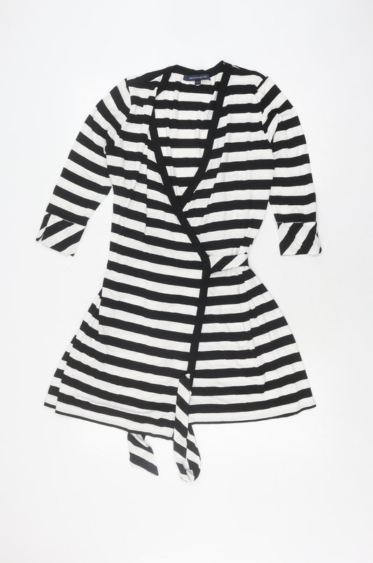 French Connection Women's Black Striped Wrap Blouse