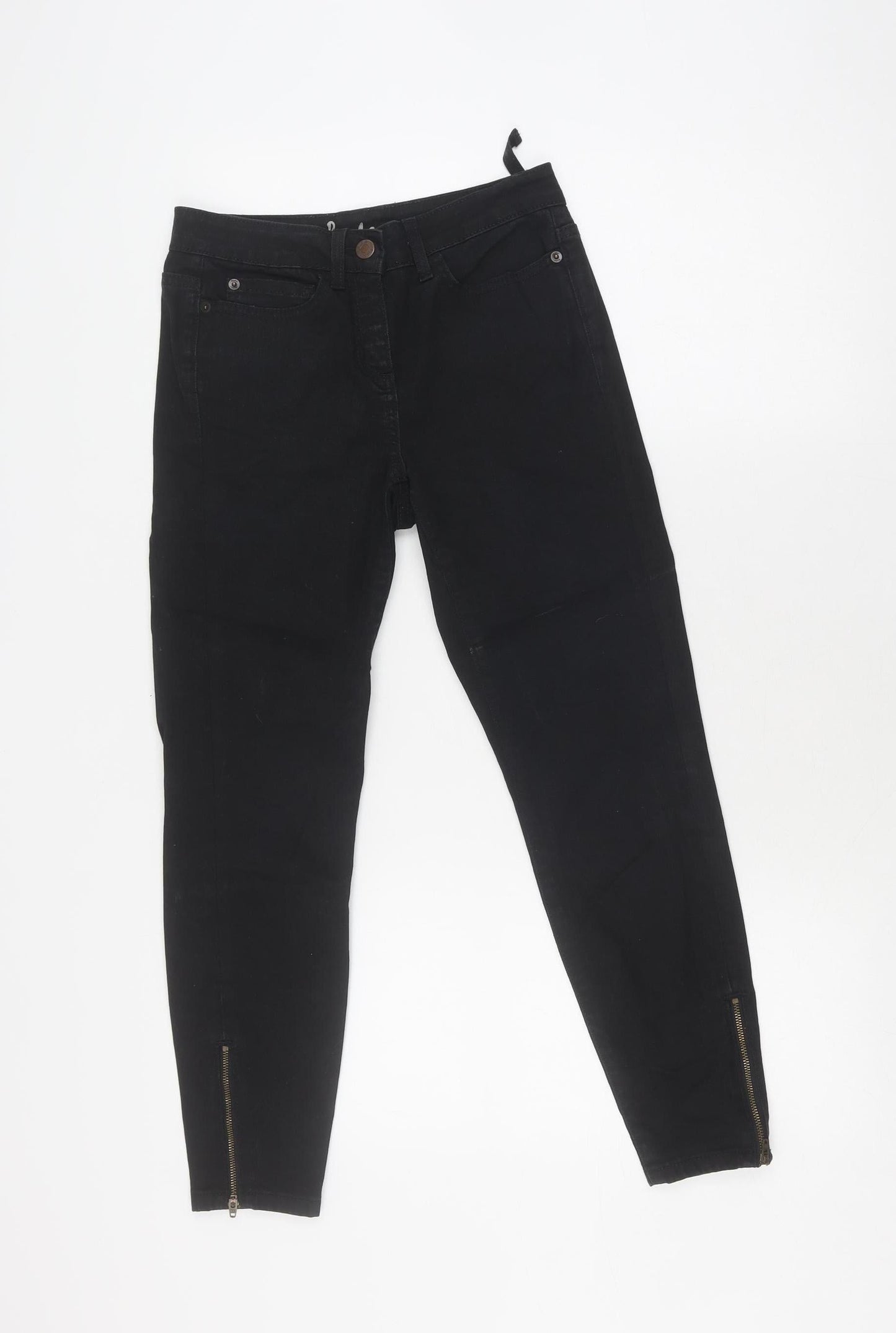 Women's Black Skinny Jeans UK 6P Ankle Zip