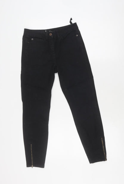 Women's Black Skinny Jeans UK 6P Ankle Zip