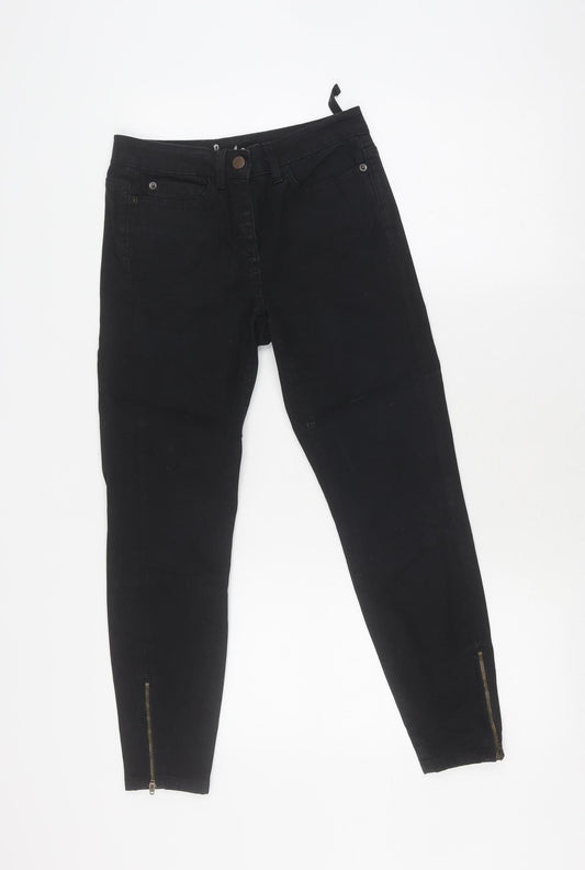 Women's Black Skinny Jeans UK 6P Ankle Zip