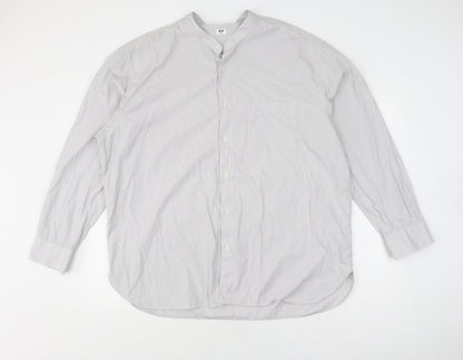 UNIQLO Men's Grey Striped Button-Up Shirt 2XL