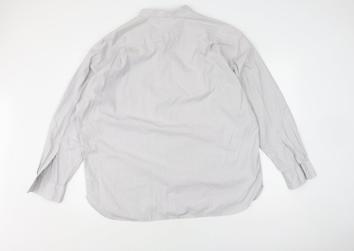 UNIQLO Men's Grey Striped Button-Up Shirt 2XL