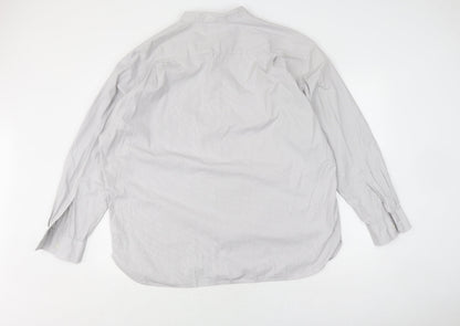 UNIQLO Men's Grey Striped Button-Up Shirt 2XL
