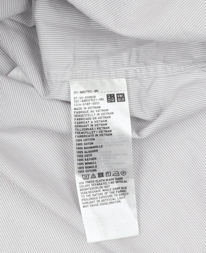 UNIQLO Men's Grey Striped Button-Up Shirt 2XL