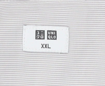 UNIQLO Men's Grey Striped Button-Up Shirt 2XL