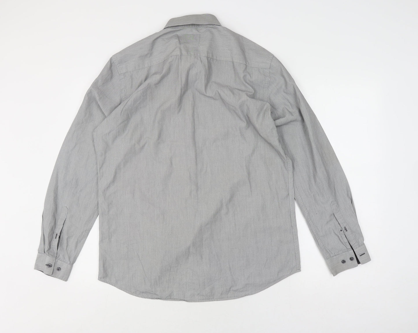 Next Men's Grey Slim Fit Formal Shirt 16, Long Sleeve