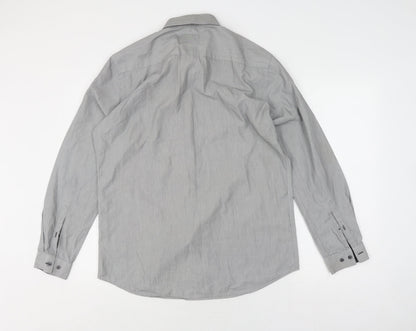 Next Men's Grey Slim Fit Formal Shirt 16, Long Sleeve