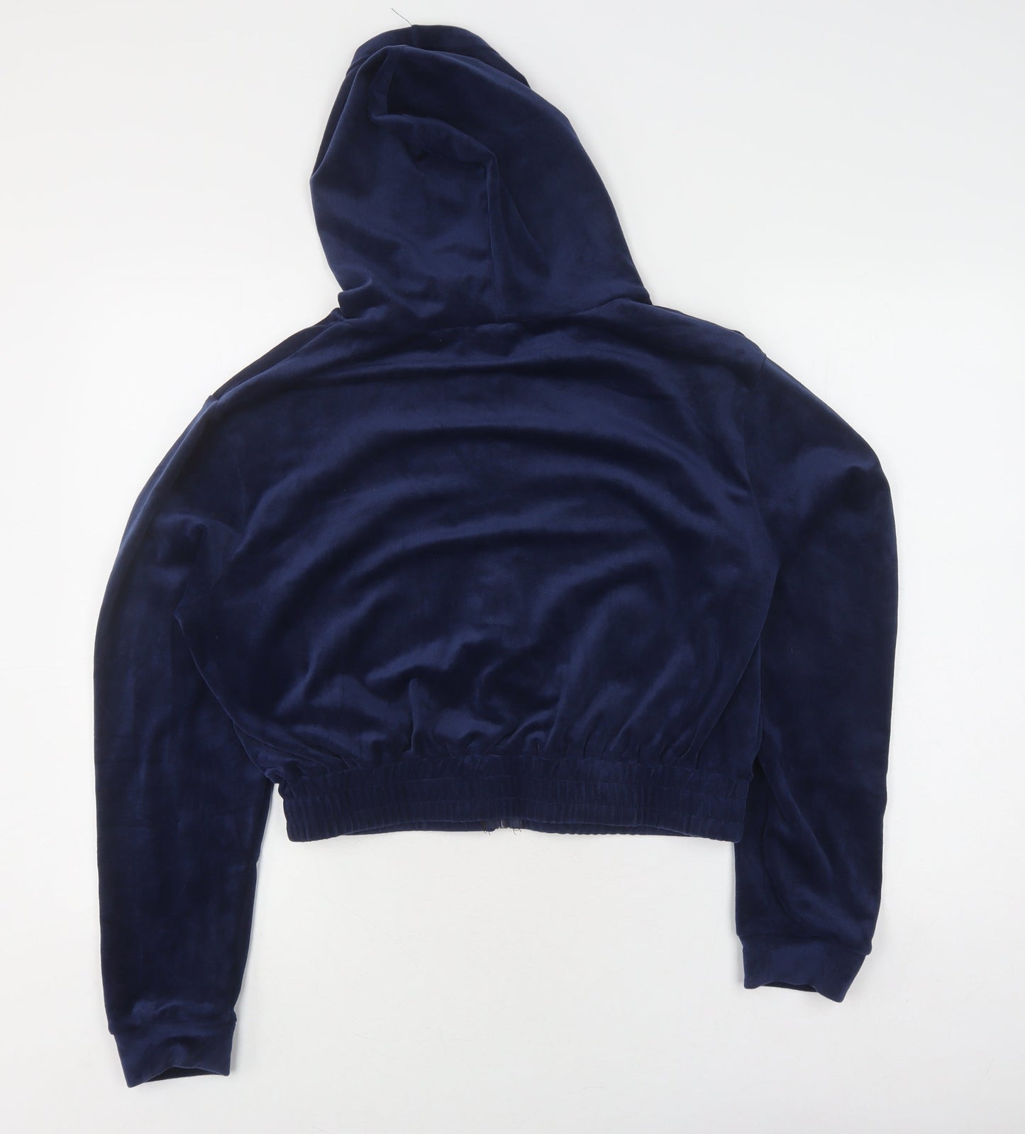 QED London Women's Blue Velvet Full Zip Hoodie L