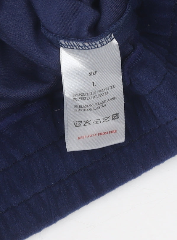 QED London Women's Blue Velvet Full Zip Hoodie L