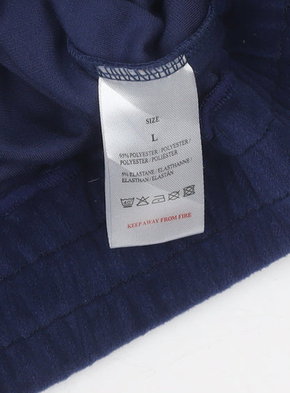 QED London Women's Blue Velvet Full Zip Hoodie L