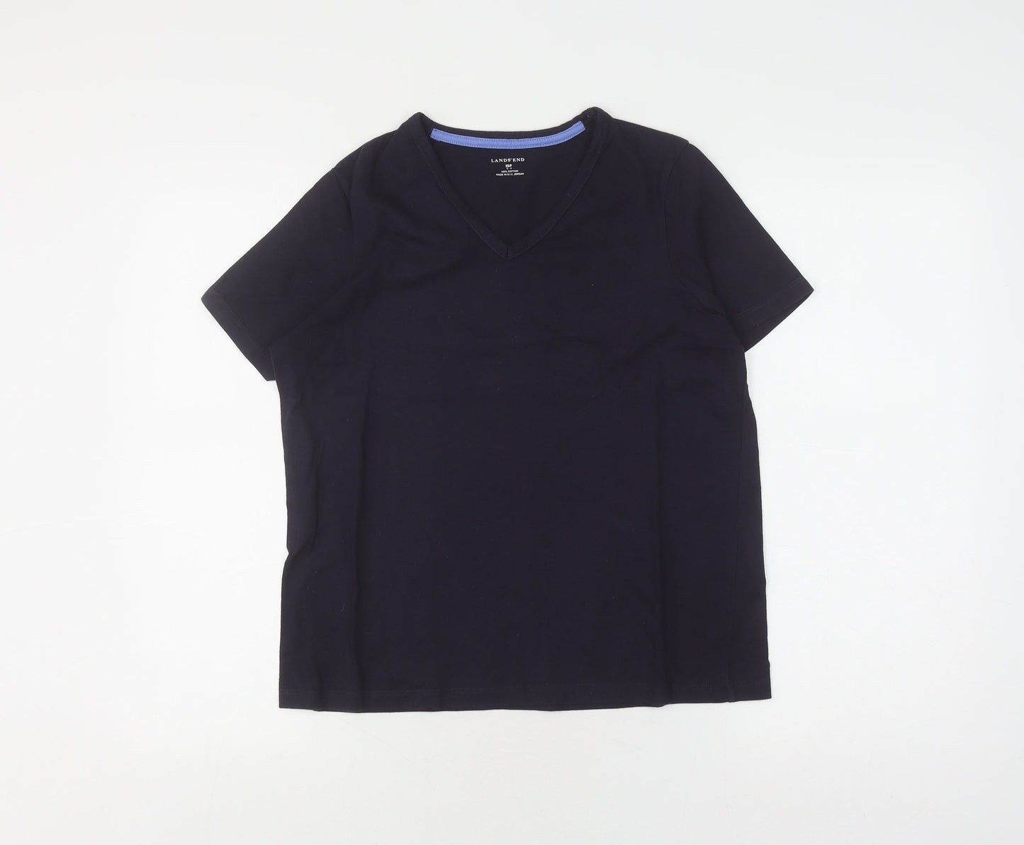 Lands' End Women Black XS V-Neck T-Shirt