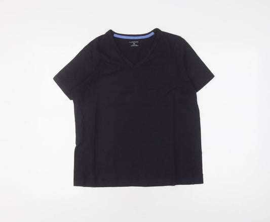 Lands' End Women Black XS V-Neck T-Shirt