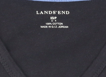 Lands' End Women Black XS V-Neck T-Shirt