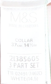 Mens UK Collar Size 37 Marks and Spencer Smart White  Dress Shirt