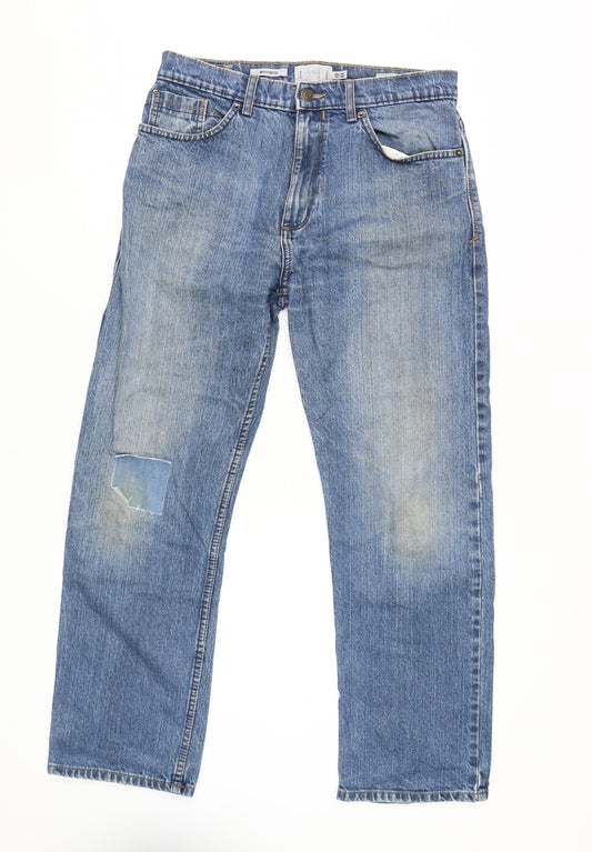 Marks and Spencer Men's Blue Straight Jeans, Size 32