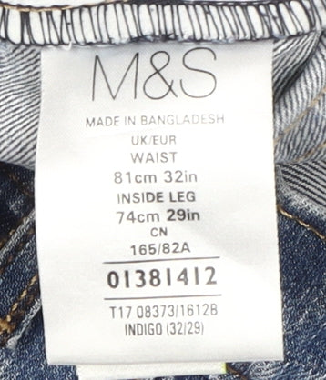 Marks and Spencer Men's Blue Straight Jeans, Size 32