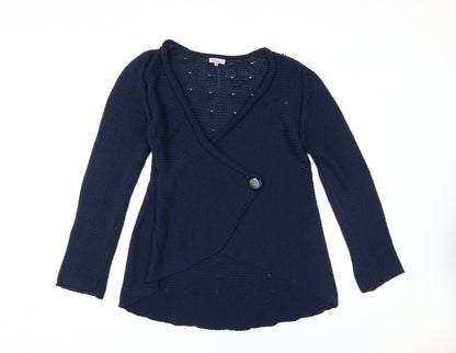 Womens UK Size M Per Una Blue Wrap Jumper