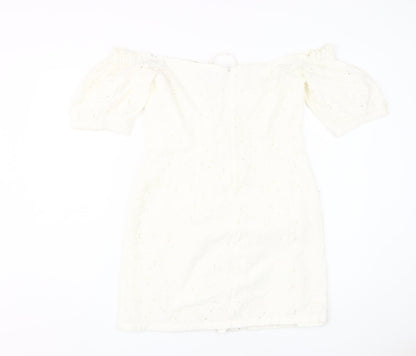ASOS Women's Ivory Off-Shoulder Bodycon Dress Size 12