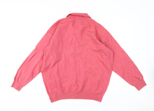 Womens UK Size L United Colors of Benetton Pink Henley Jumper
