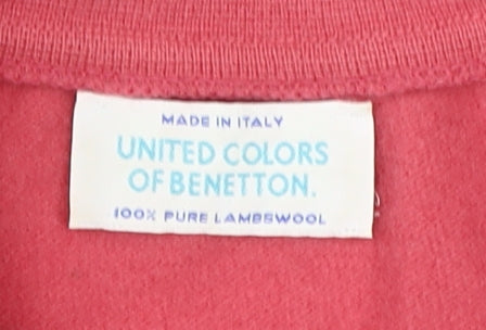 Womens UK Size L United Colors of Benetton Pink Henley Jumper