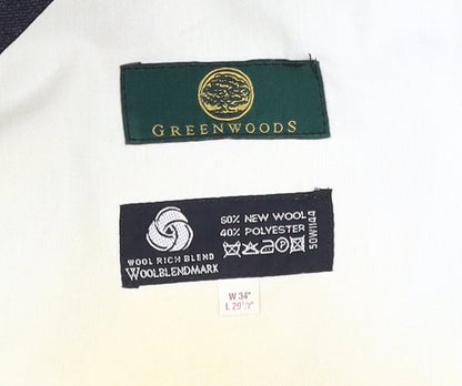 Greenwoods Men's Black Dress Pants Size 34 Regular Fit