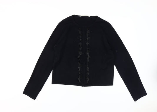 Amaranto Women's Black Cardigan Size 12 with Embroidery