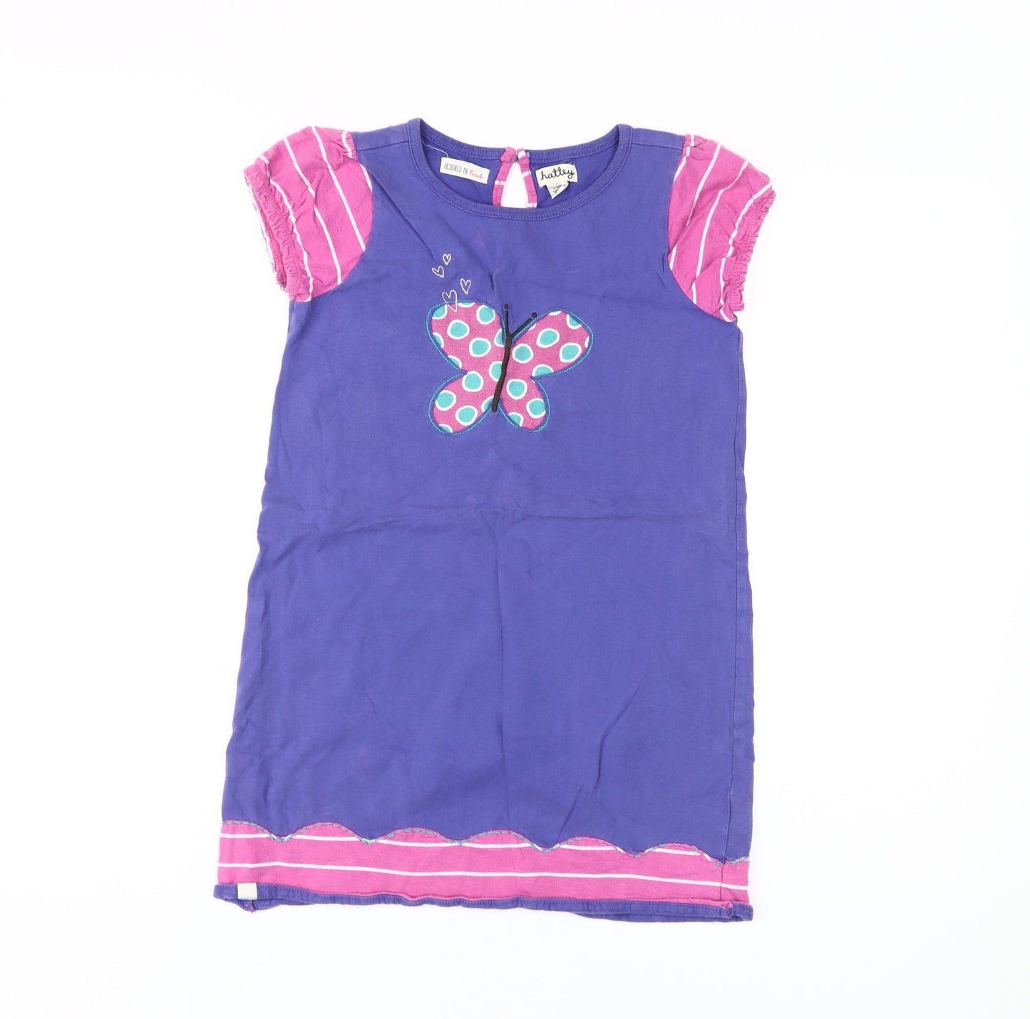 Hatley Girls Purple Butterfly Dress, Size 7, Casual Jersey