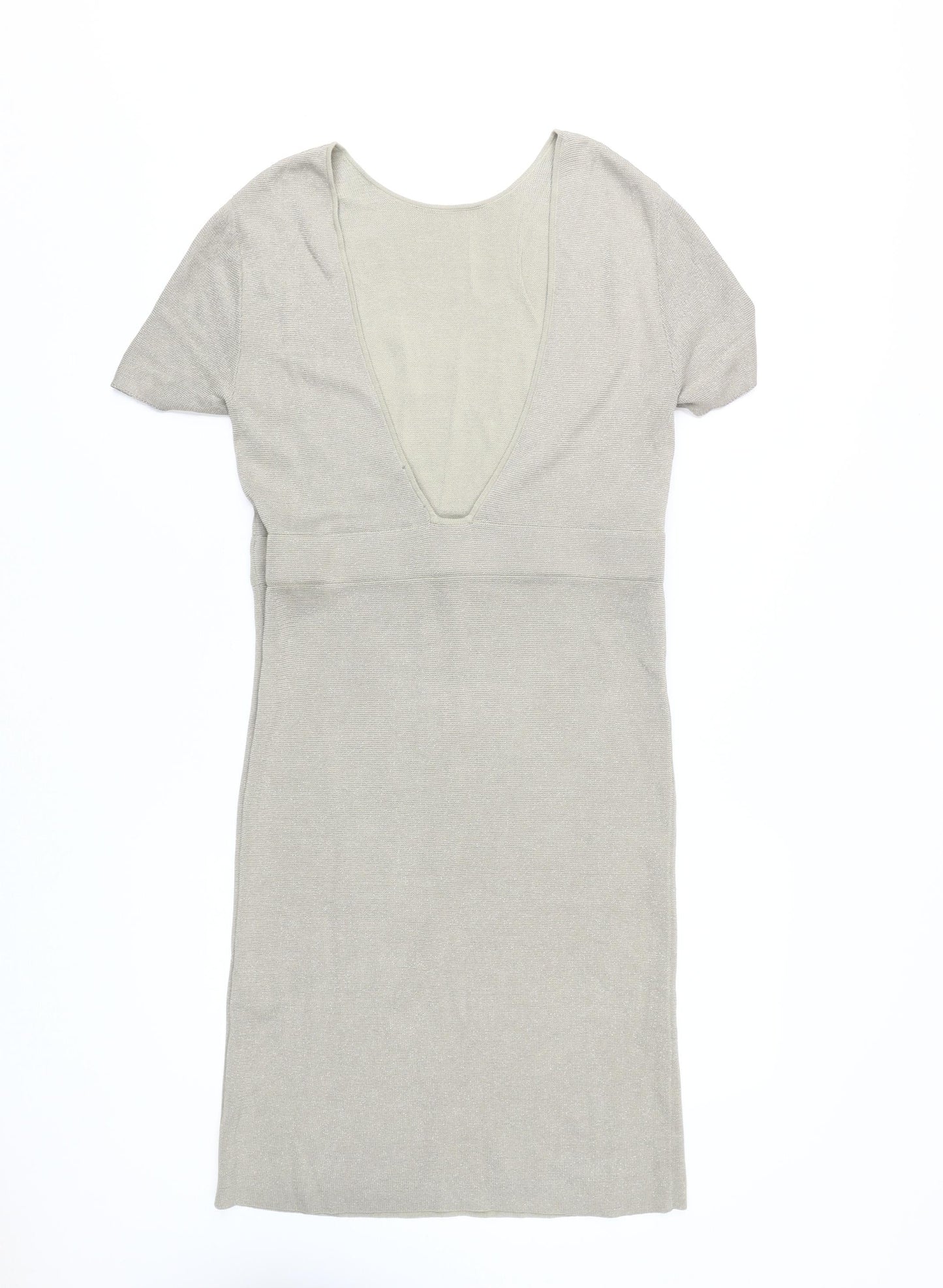 COS Women's Beige Knit V-Neck Dress - M