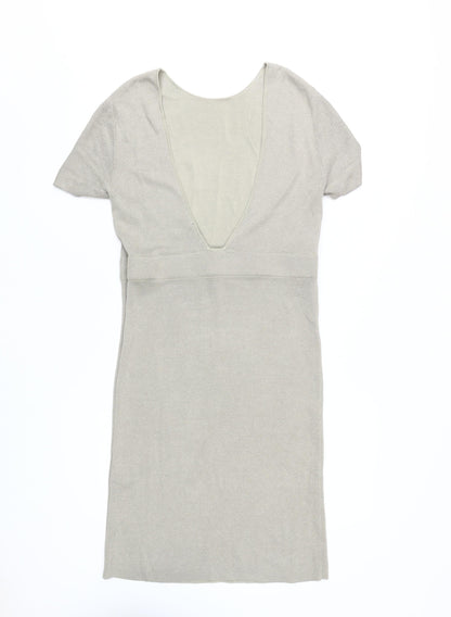 COS Women's Beige Knit V-Neck Dress - M