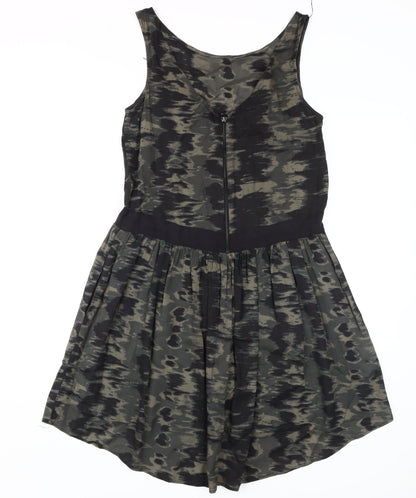 Mango Women’s Black A-Line Dress Size 4 Camouflage