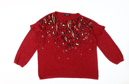 Womens UK Size 18 Kaleidoscope Red Basic T-Shirt