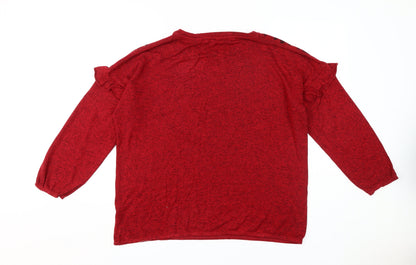Womens UK Size 18 Kaleidoscope Red Basic T-Shirt