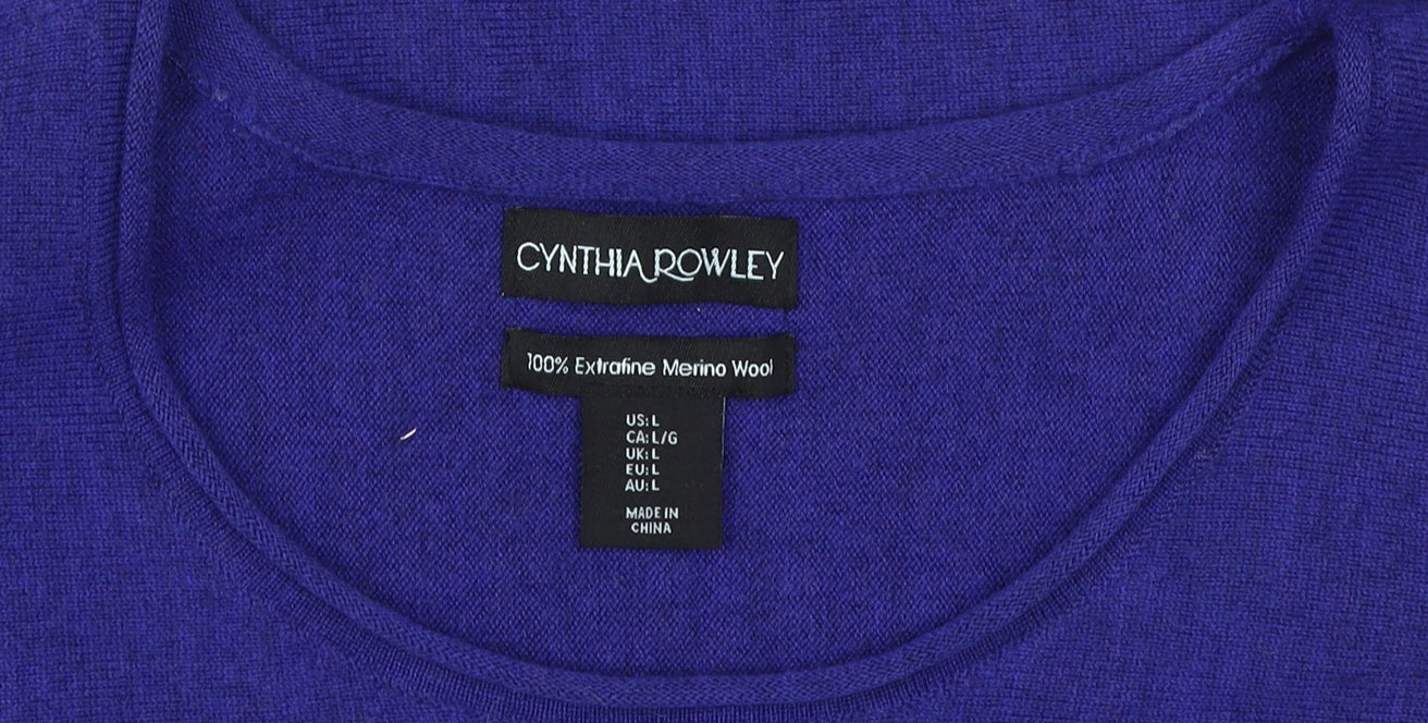 Cynthia Rowley Women's Purple Merino Wool Pullover L