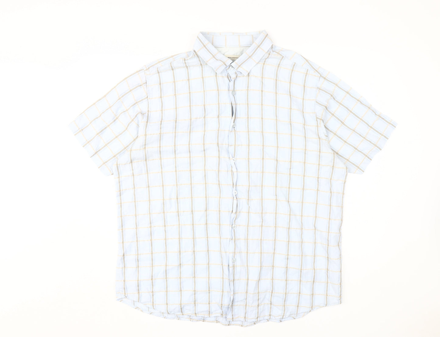 Rocha.John Rocha Men's White Check Short Sleeve Shirt 2XL