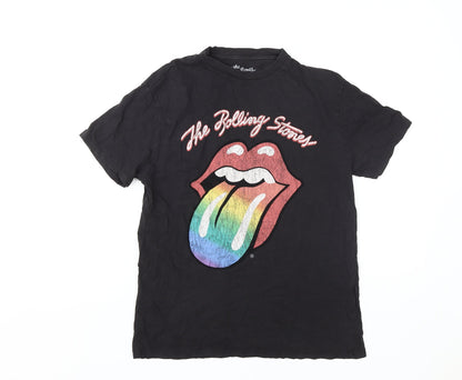 Unisex Adults UK Size XS Pull & Bear Black Jersey T-Shirt