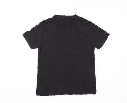 Unisex Adults UK Size XS Pull & Bear Black Jersey T-Shirt