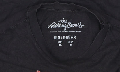 Unisex Adults UK Size XS Pull & Bear Black Jersey T-Shirt