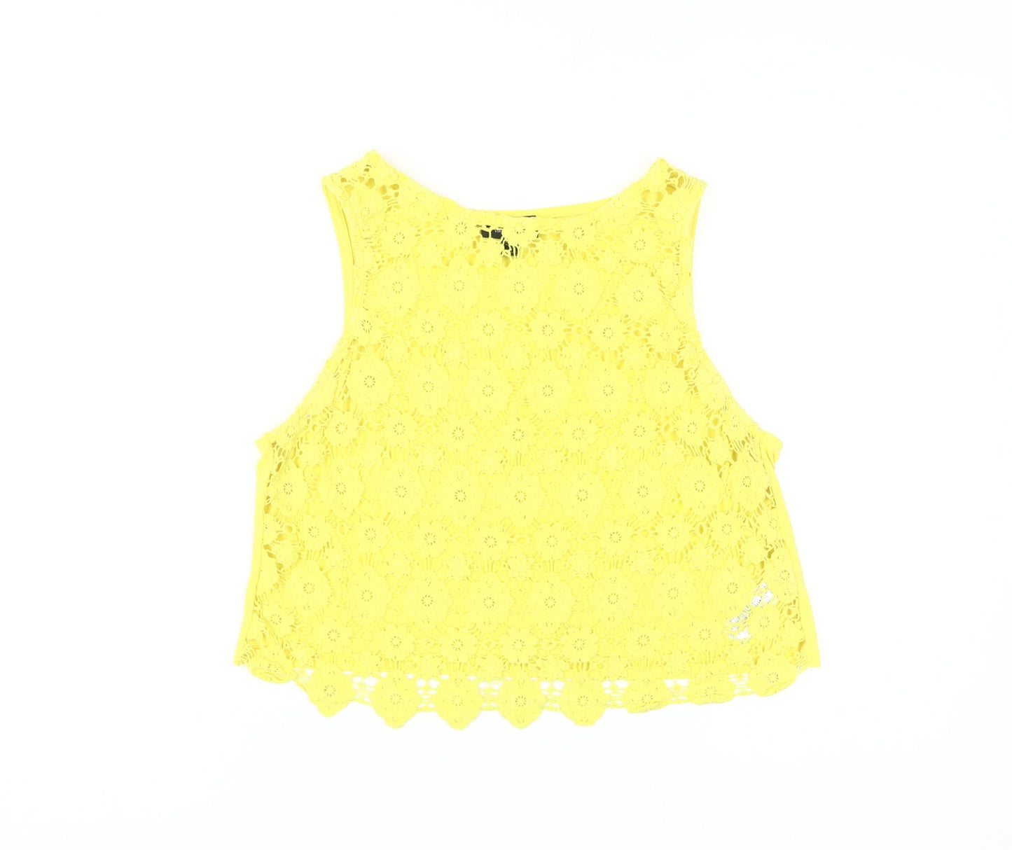 Womens UK Size 14 Topshop Yellow Cropped Tank