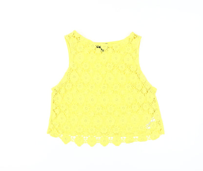 Womens UK Size 14 Topshop Yellow Cropped Tank