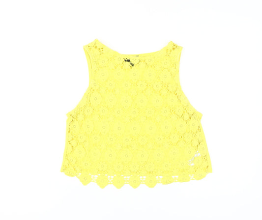 Womens UK Size 14 Topshop Yellow Cropped Tank