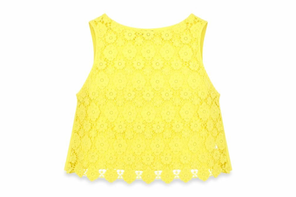 Womens UK Size 14 Topshop Yellow Cropped Tank