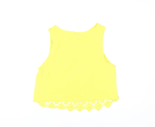 Womens UK Size 14 Topshop Yellow Cropped Tank