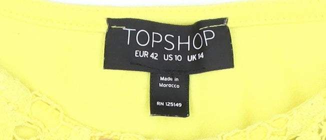 Womens UK Size 14 Topshop Yellow Cropped Tank