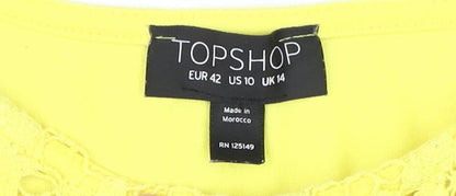 Womens UK Size 14 Topshop Yellow Cropped Tank