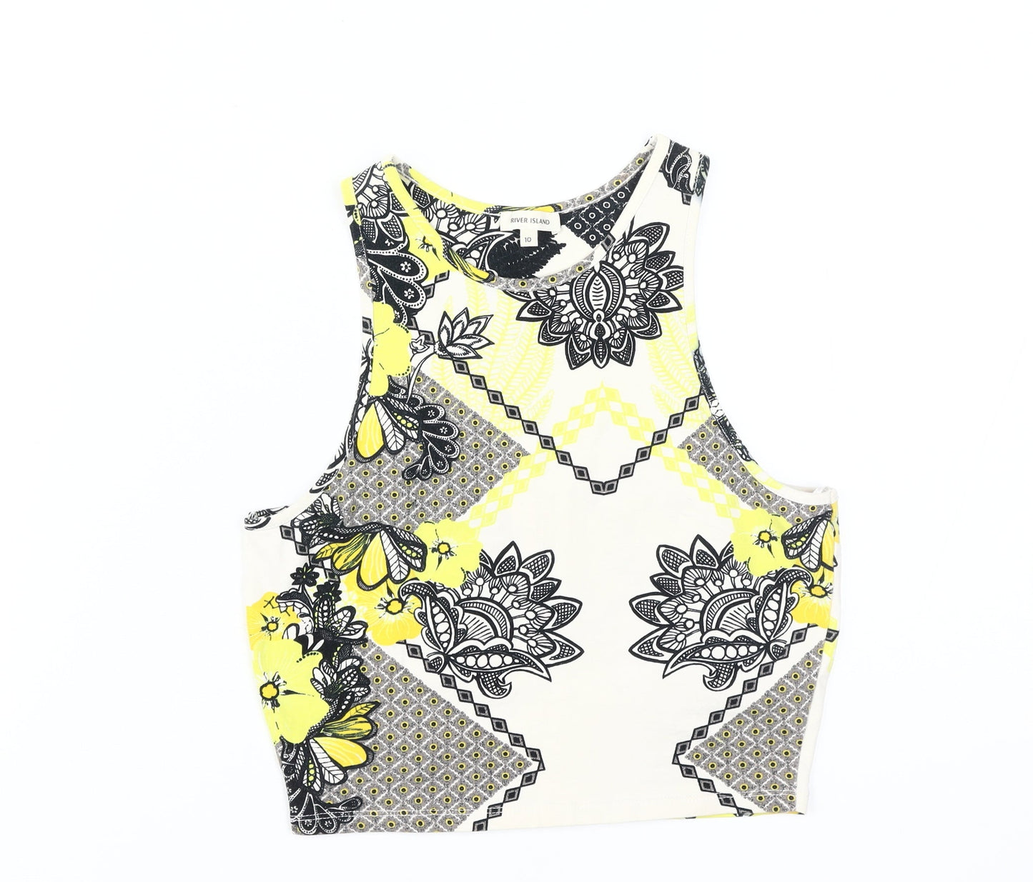 Womens UK Size 10 River Island Multicoloured Cropped Tank