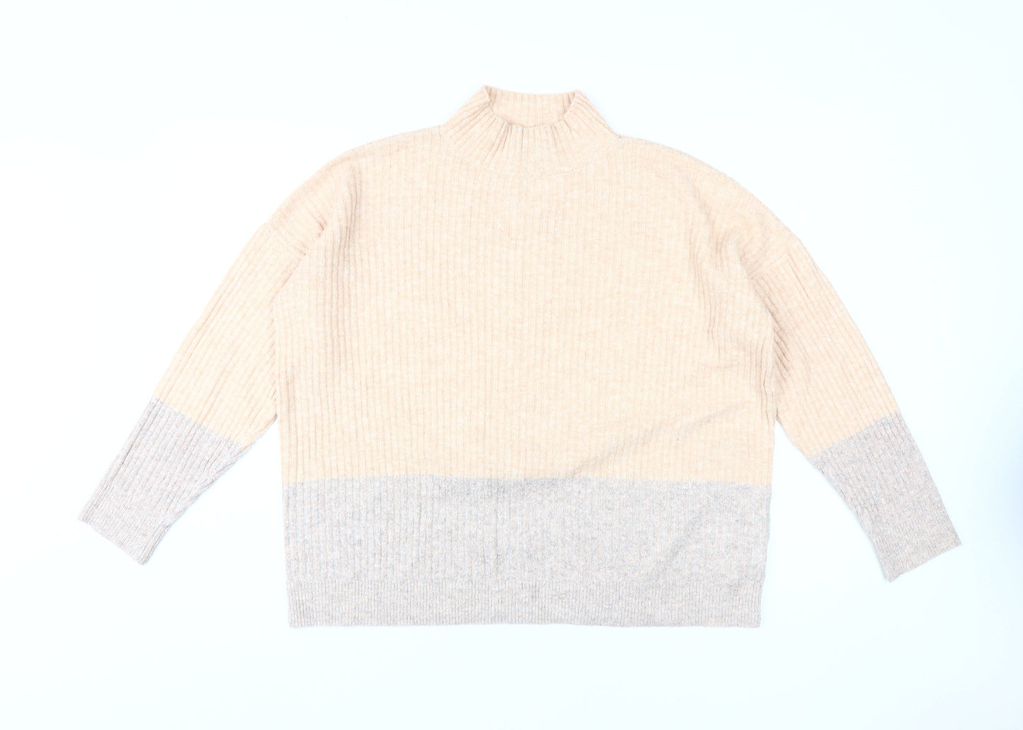 Marks and Spencer Women's Beige Mock Neck Pullover Jumper M