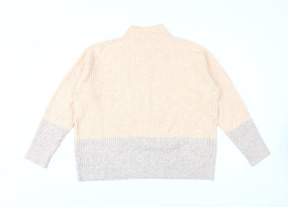 Marks and Spencer Women's Beige Mock Neck Pullover Jumper M