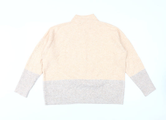 Marks and Spencer Women's Beige Mock Neck Pullover Jumper M
