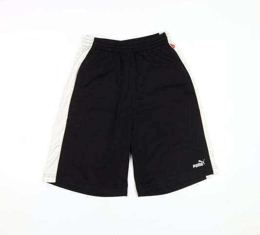 Puma Men's Black Shorts, S, Elastic Waist, Logo