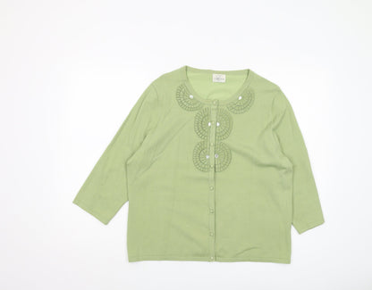 Eastex Women's Green Cardigan Size 12 with Jewel Accents